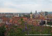 Blick vom Schlossberg über die Altstadt. Telekom Hochhaus. Graz 1. Bezirk - Innere Stadt