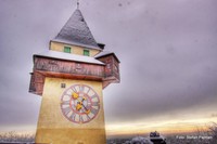 Grazer Schloßberg: Uhrturm im Winter. Graz 1. Bezirk - Innere Stadt 
