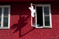 Fensterbild nähe Telekomgebäude. Graz 5. Bezirk - Gries