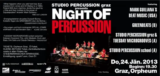 Night of Percussion,Grazer Orpheum,studio percussion graz,musikuniversität,passio,studio percussion school,musikschulen