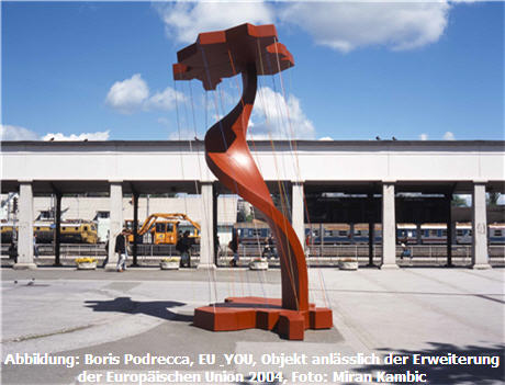 Peter Pakesch, Wolfgang Muchitsch, Landesmuseum Joanneum, Spätsommerfest im Österreichischen Skulpturenpark, Architektur, Skulptur, Intervention im öffentlichen Raum, EU & YOU, Boris Podrecca, verbindendes Element