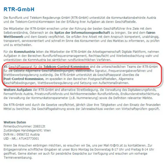 RTR-GMBH,Geschäftsapparat,Telekom-Control-Kommission,a1,österreich,bedienstete,betreiber,schlichtungsverfahren,telekom-control-kommission,100 prozent
