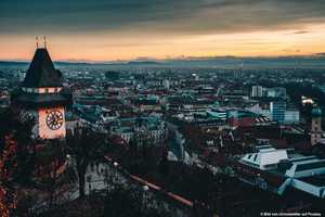 Grazer Uhrturm,Wahrzeichen,Winter,Österreich,Nachtleben,Casino ,Nightlife,Clubs Graz,Café Bar