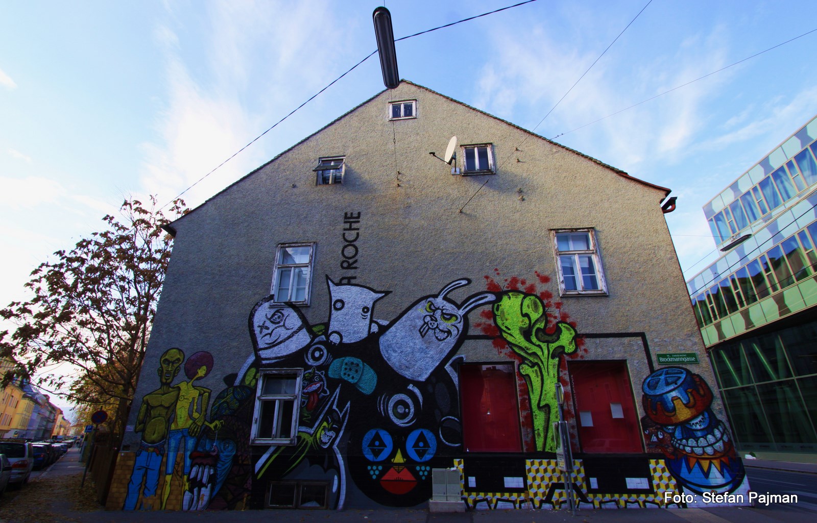 Graffiti auf einem Grazer Haus. Graz 6. Bezirk Jakomini 