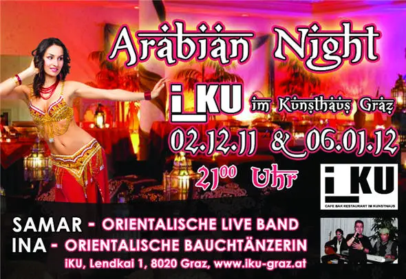 Graz Arabian Night iKU Dreikönigstag orientalischen Live-Band Samar und der Bauchtänzerin Ina