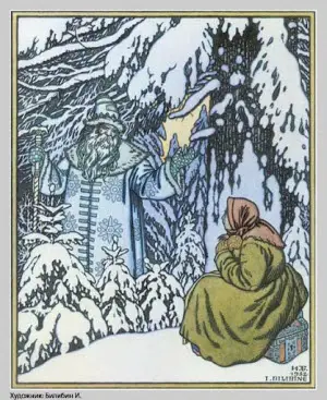 grossvaeterchen frost weihnachtsmann russische maerchenfigur neujahrsnacht winter enkelin snegurotschka schneemaedchen schneefloeckchen 