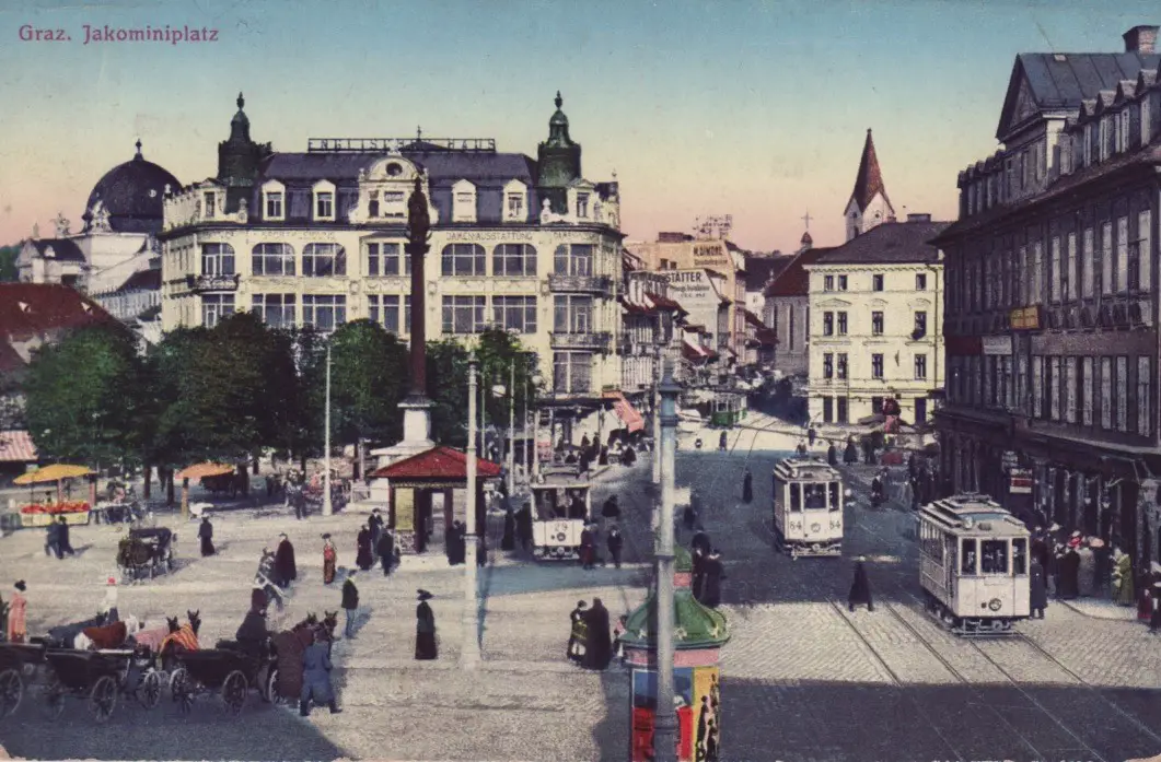 Grazer Postkarten © Manfred M. Strasser - Jakominiplatz 1918