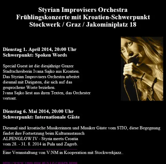 stockwerk jazz graz,Styrian Improvisers Orchestra,SPOKEN WORDS,SAXOFOUR,Florian Bramböck, Klaus Dickbauer,Christian Maurer,Wolfgang Puschnig,