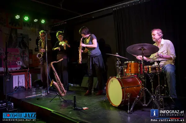 perch hen brock & rain,19.11.2014,20 jahre stockwerkjazz graz,women in motion,ig hennemann,ingrid laubrock,ab baars,tom rainey