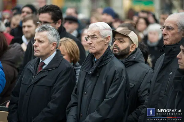 altbürgermeister alfred stingl,interreligiöse kundgebung,hauptplatz graz,gemeinderat peter piffl-percevic,politik,vizebürgermeisterin martina schröck
